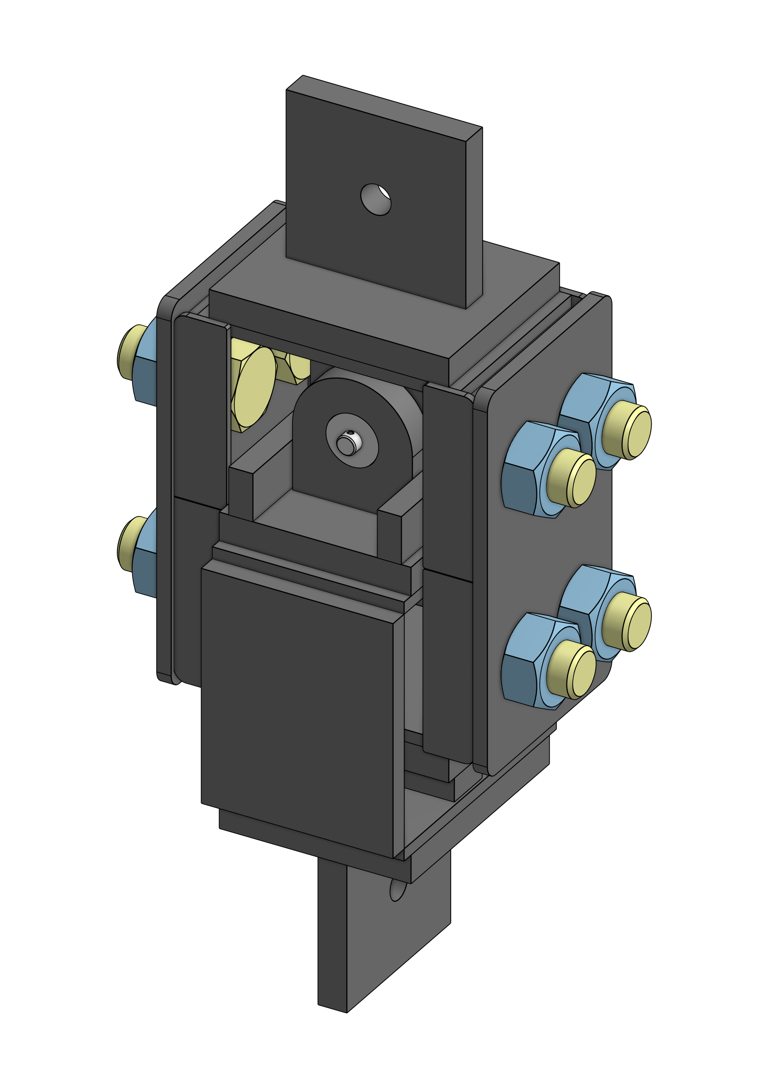 Testing apparatus with integrated shear pin designed for Metal Matrix Syntactic Foam energy absorption