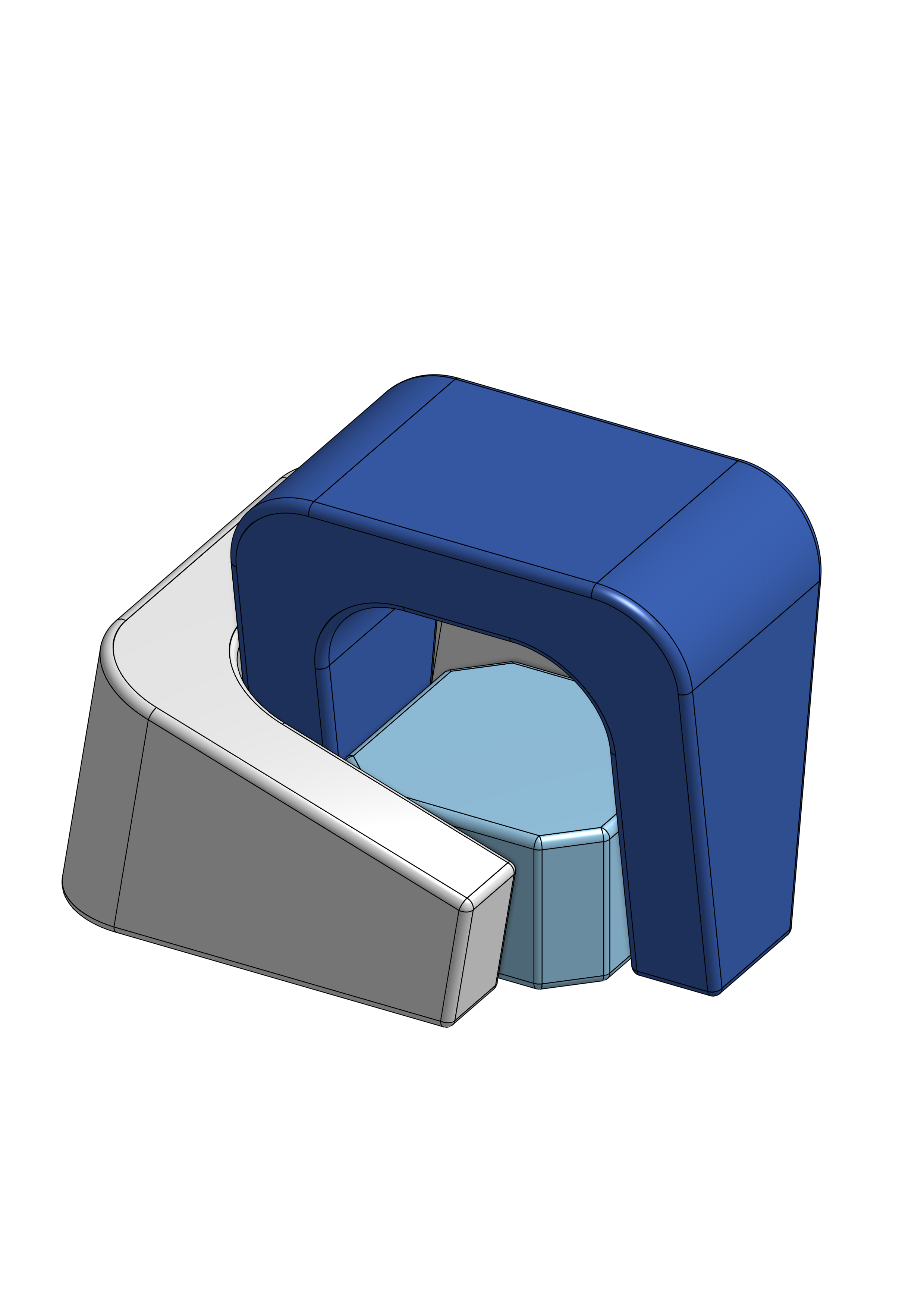 Print-in-place 3D-printed gimbal mechanism shown from an isometric view